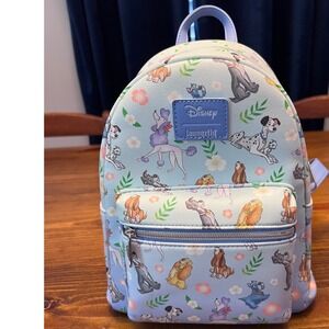 Loungefly Disney Dogs Floral Mini Backpack Blue Faux Nice! Small Flaw